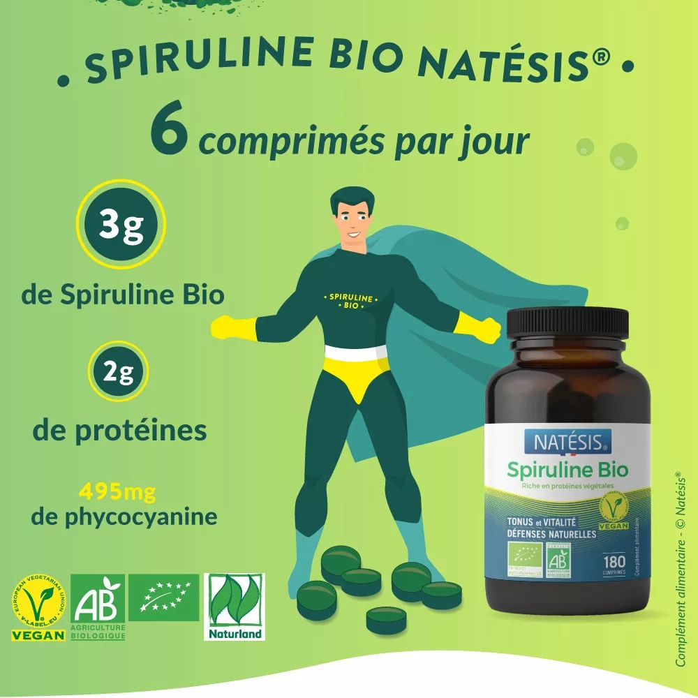 Poudre de Spiruline BIO crue - 4 x 250g - Superaliment